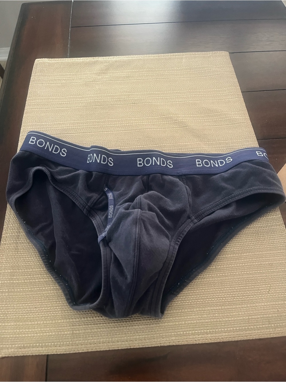 Bonds Men’s Black Briefs with Navy 9 8 Logo Waistband